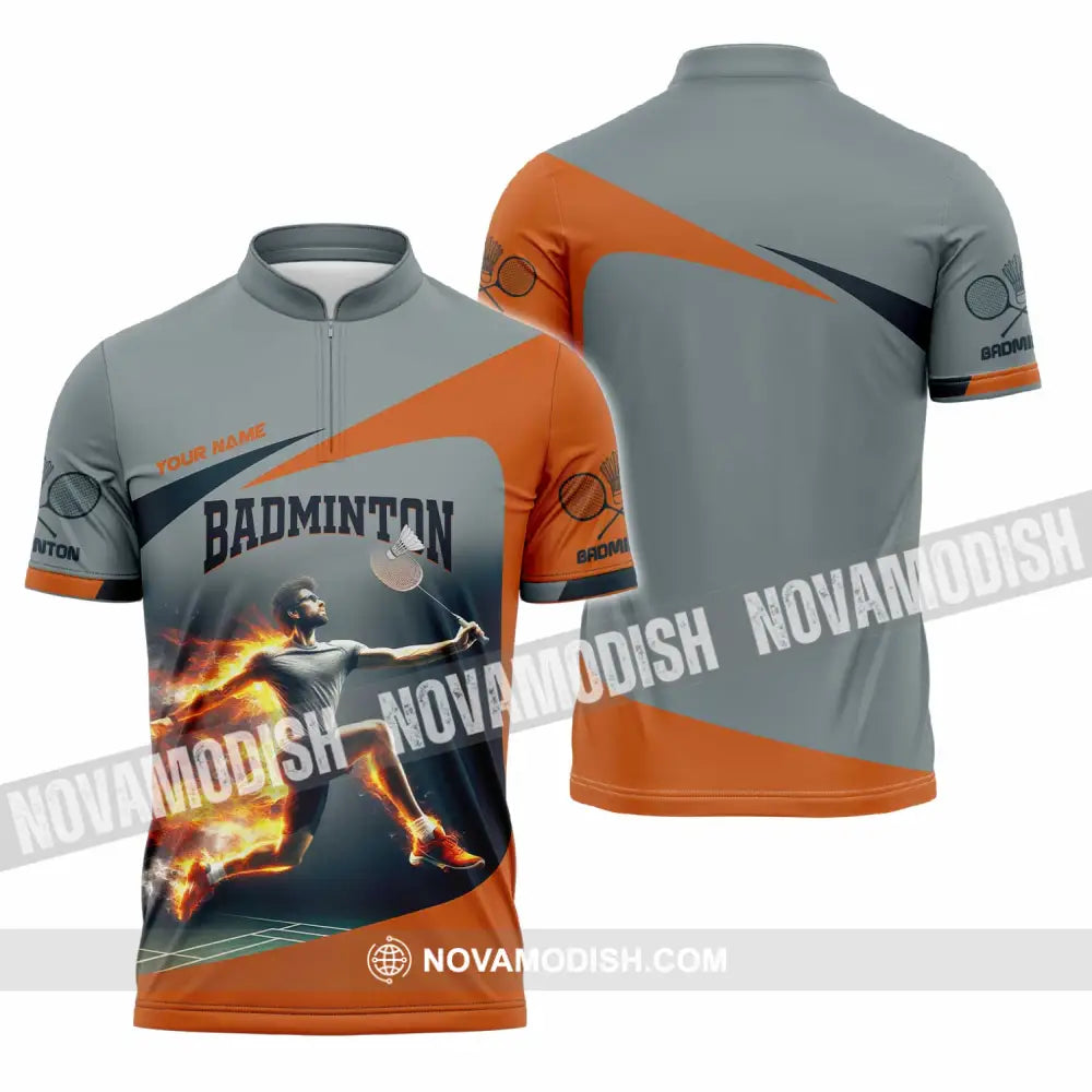 Unisex Shirt - Custom Badminton Shirt Zipper Polo Shirt / S T-shirt