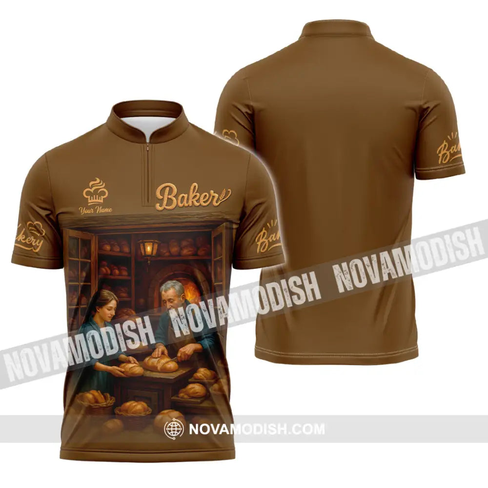 Unisex Shirt - Custom Baker Shirt Zipper Polo Shirt / S T-shirt