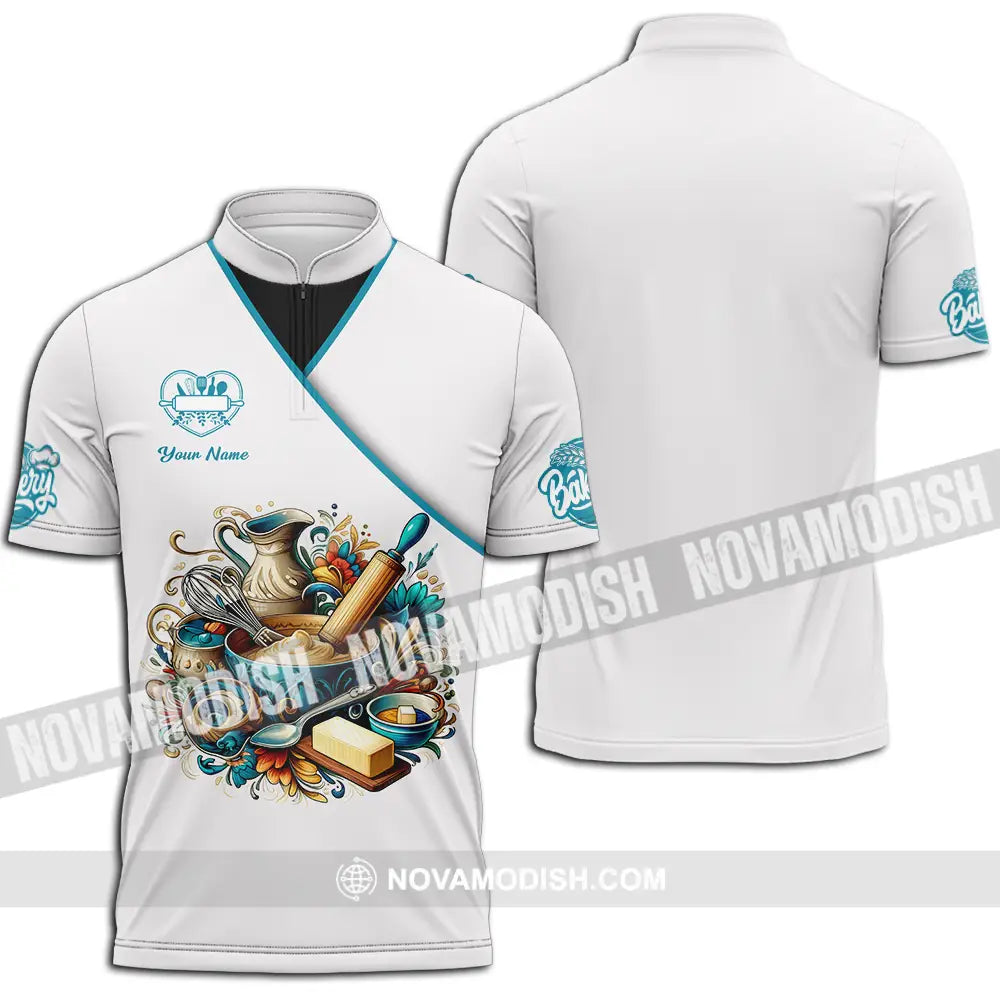 Unisex Shirt - Custom Bakery 3D Shirt - Zipper Polo Shirt / S - T-shirt