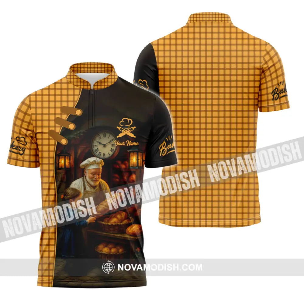 Unisex Shirt - Custom Bakery Shirt Zipper Polo Shirt / S T-shirt