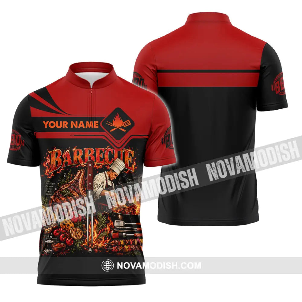 Unisex Shirt - Custom Barbecue Shirt - Zipper Polo Shirt / S - T-shirt