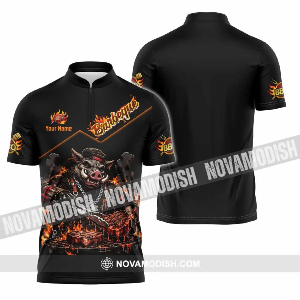 Unisex Shirt - Custom Barbeque Shirt - Zipper Polo Shirt / S - T-shirt