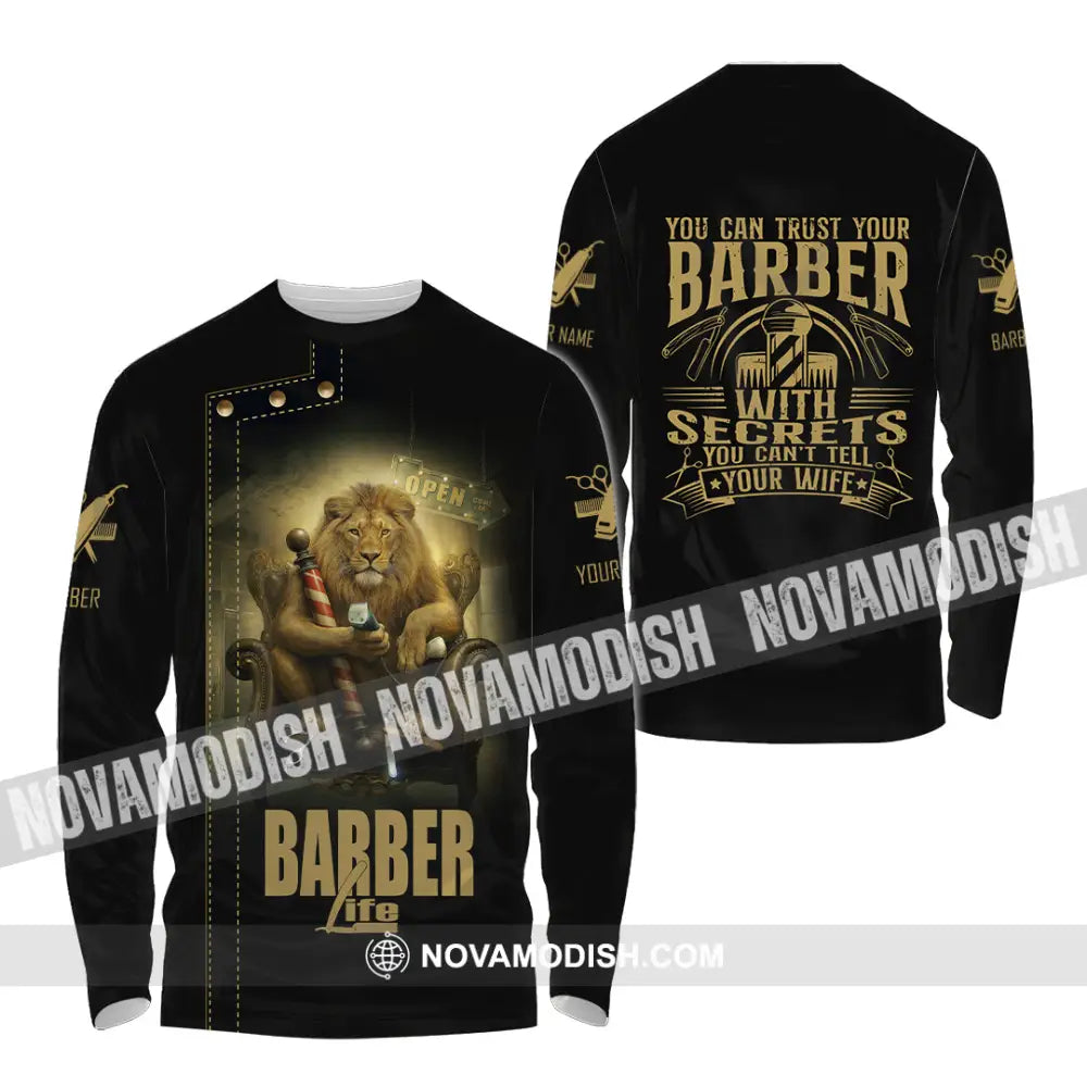 Unisex Shirt - Custom Barber Life Shirt Long Sleeve Shirt / S T-shirt