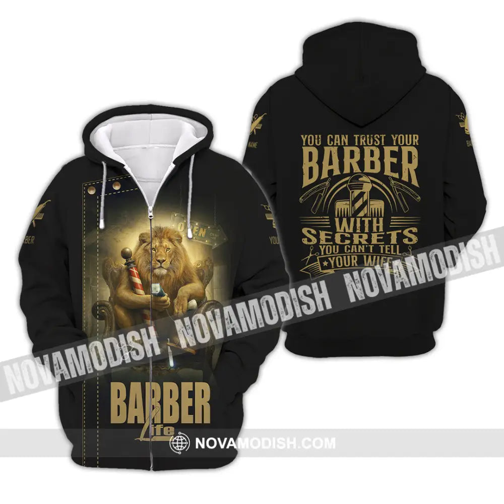 Unisex Shirt - Custom Barber Life Shirt Zipper Hoodie / S T-shirt