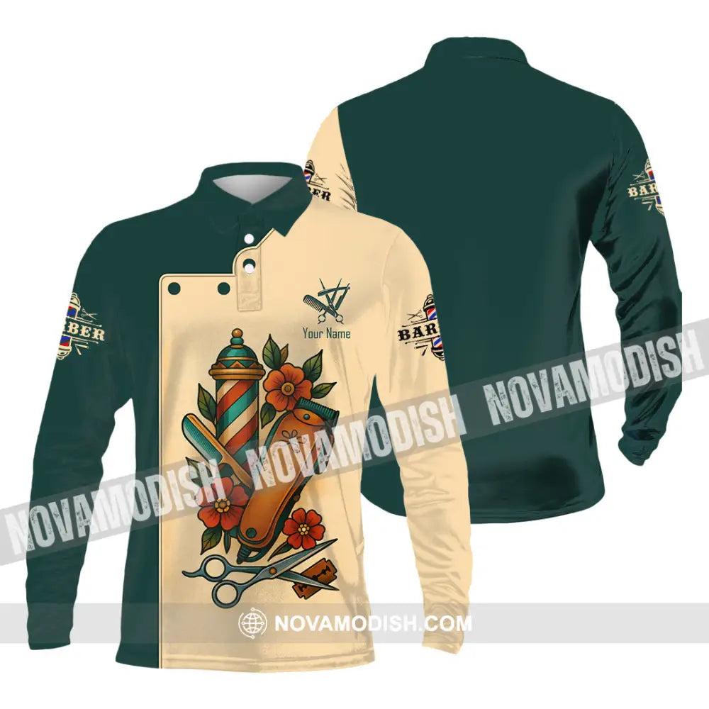 Unisex Shirt - Custom Barber Shirt Long Sleeve Polo / S T-shirt
