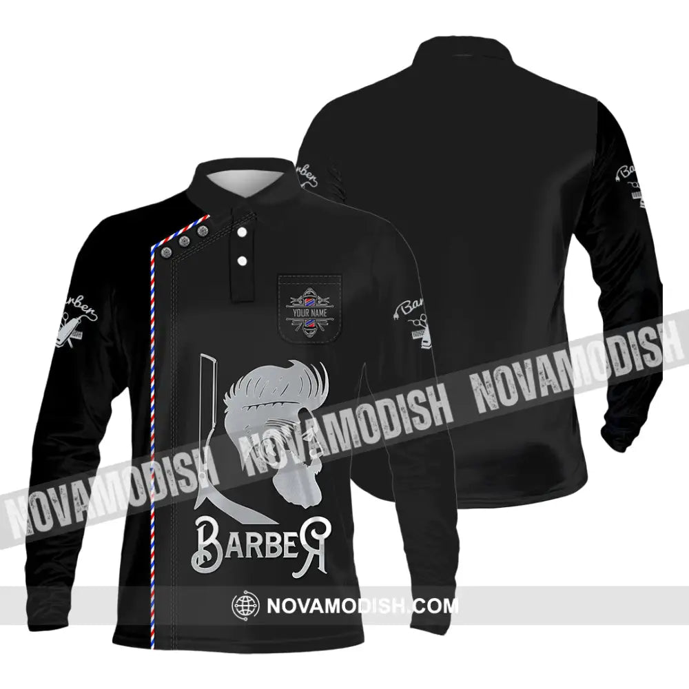 Unisex Shirt - Custom Barber Shirt Long Sleeve Polo / S T-shirt