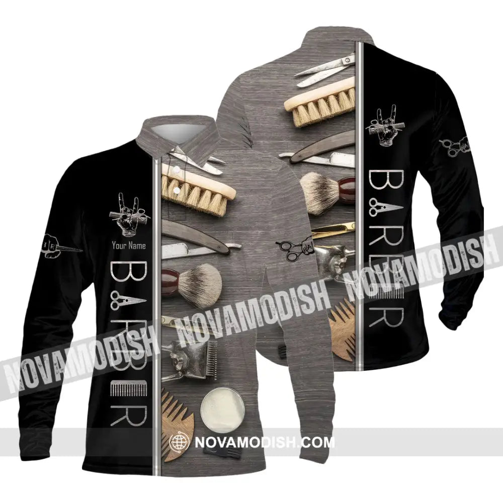 Unisex Shirt - Custom Barber Shirt Long Sleeve Polo / S T-shirt