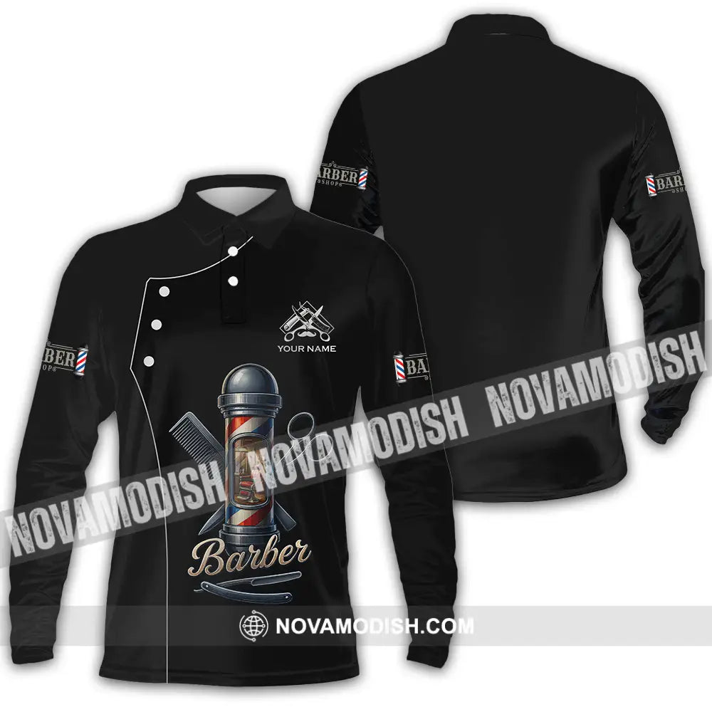 Unisex Shirt - Custom Barber Shirt Long Sleeve Polo / S T-shirt
