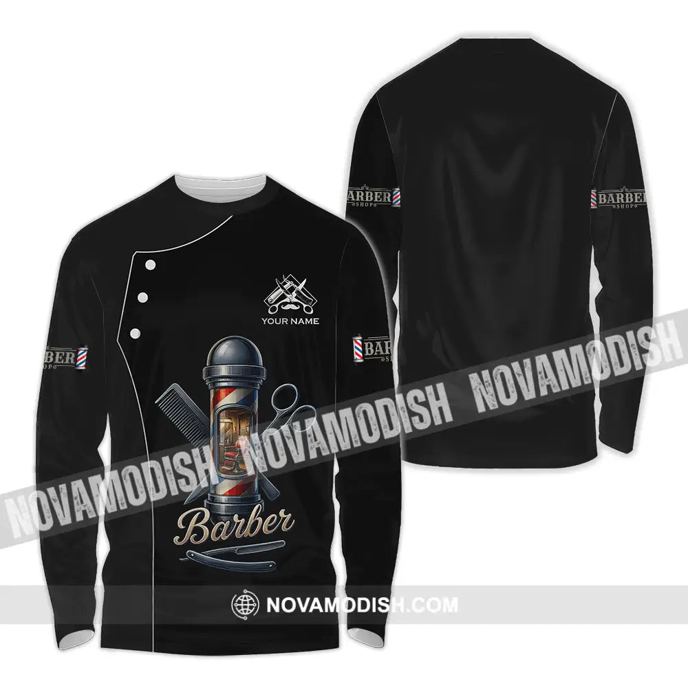 Unisex Shirt - Custom Barber Shirt Long Sleeve Shirt / S T-shirt
