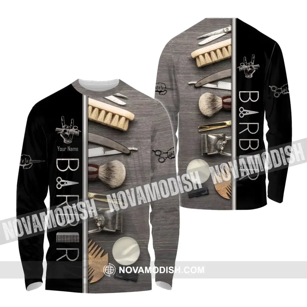 Unisex Shirt - Custom Barber Shirt Long Sleeve Shirt / S T-shirt