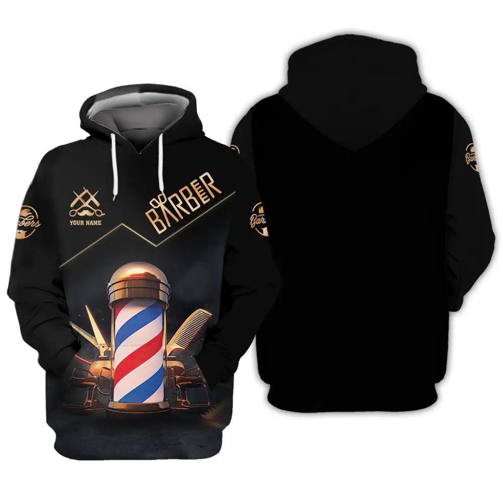 Unisex Shirt Custom Barber Personalized Name For Hairstylists Hoodie / S T-Shirt
