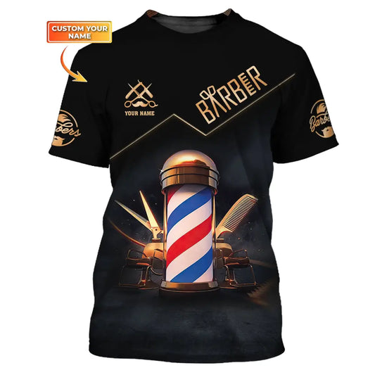 Unisex Shirt Custom Barber Personalized Name For Hairstylists T-Shirt / S