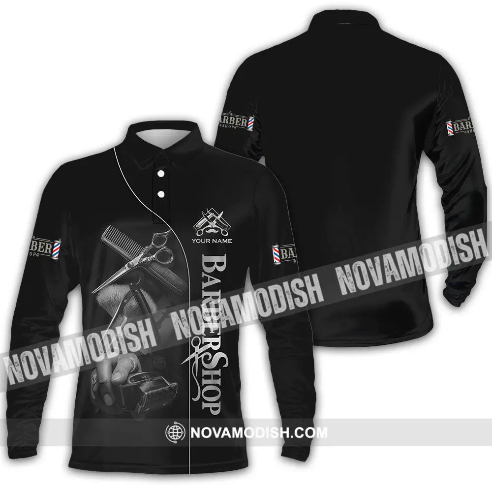 Unisex Shirt - Custom Barber Shop Shirt Long Sleeve Polo / S T-shirt