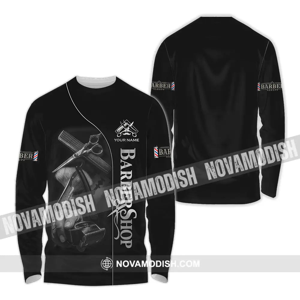Unisex Shirt - Custom Barber Shop Shirt Long Sleeve Shirt / S T-shirt