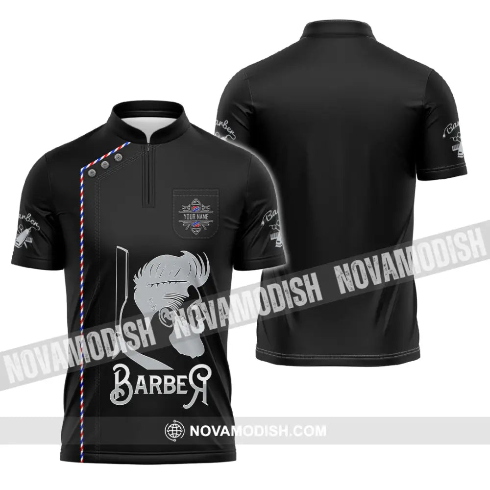 Unisex Shirt - Custom Barber Shirt Zipper Polo Shirt / S T-shirt