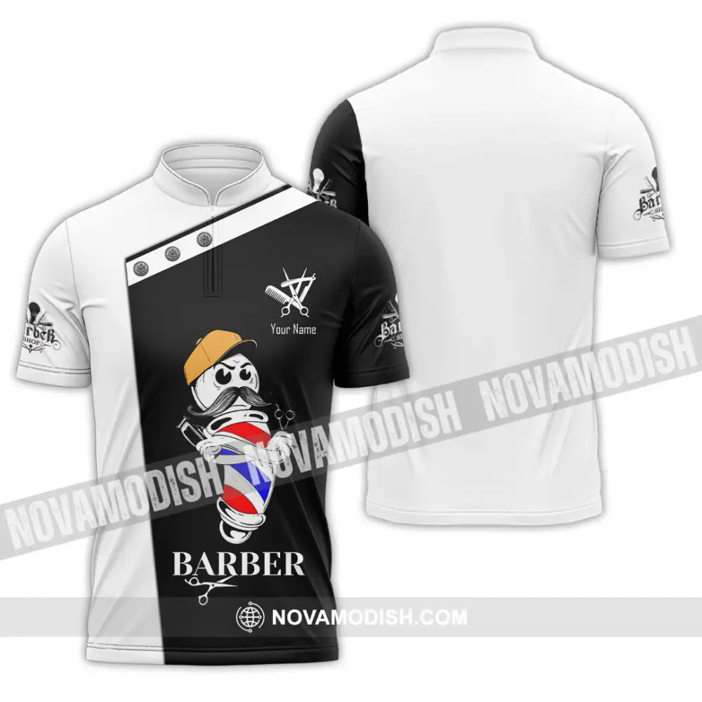 Unisex Shirt - Custom Barber Shirt Zipper Polo Shirt / S T-shirt