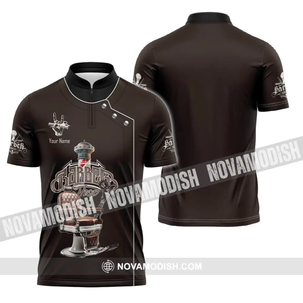Unisex Shirt - Custom Barber Shirt Zipper Polo Shirt / S T-shirt