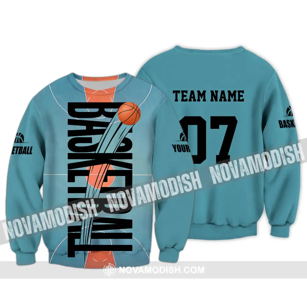 Unisex Shirt - Custom Basketball Blue Shirt Long Sleeve / S T-shirt