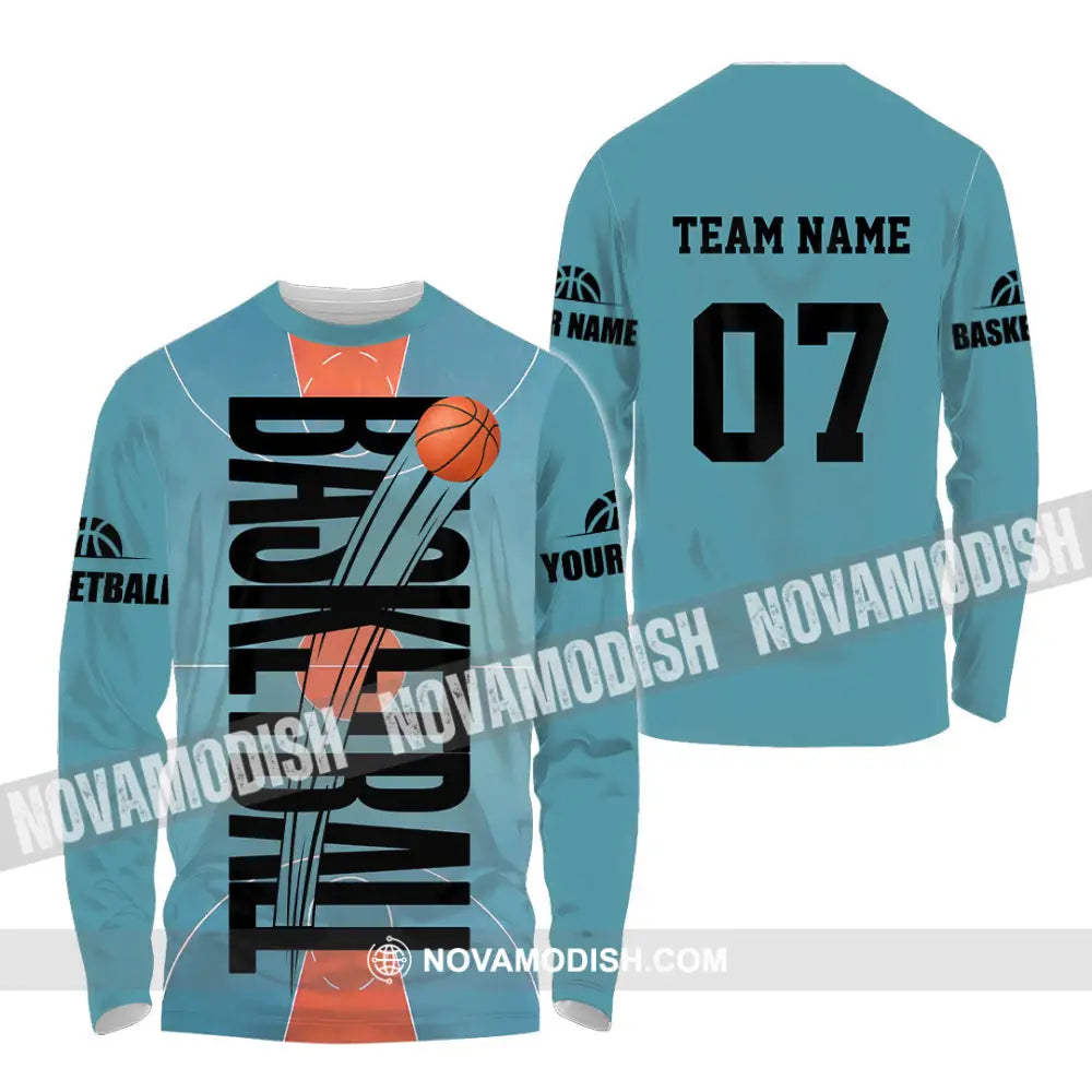 Unisex Shirt - Custom Basketball Blue Shirt Long Sleeve Shirt / S T-shirt