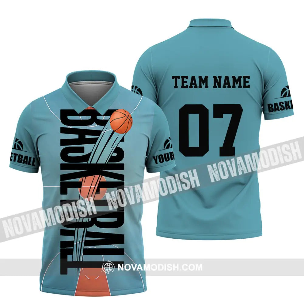 Unisex Shirt - Custom Basketball Blue Shirt Polo Shirt / S T-shirt