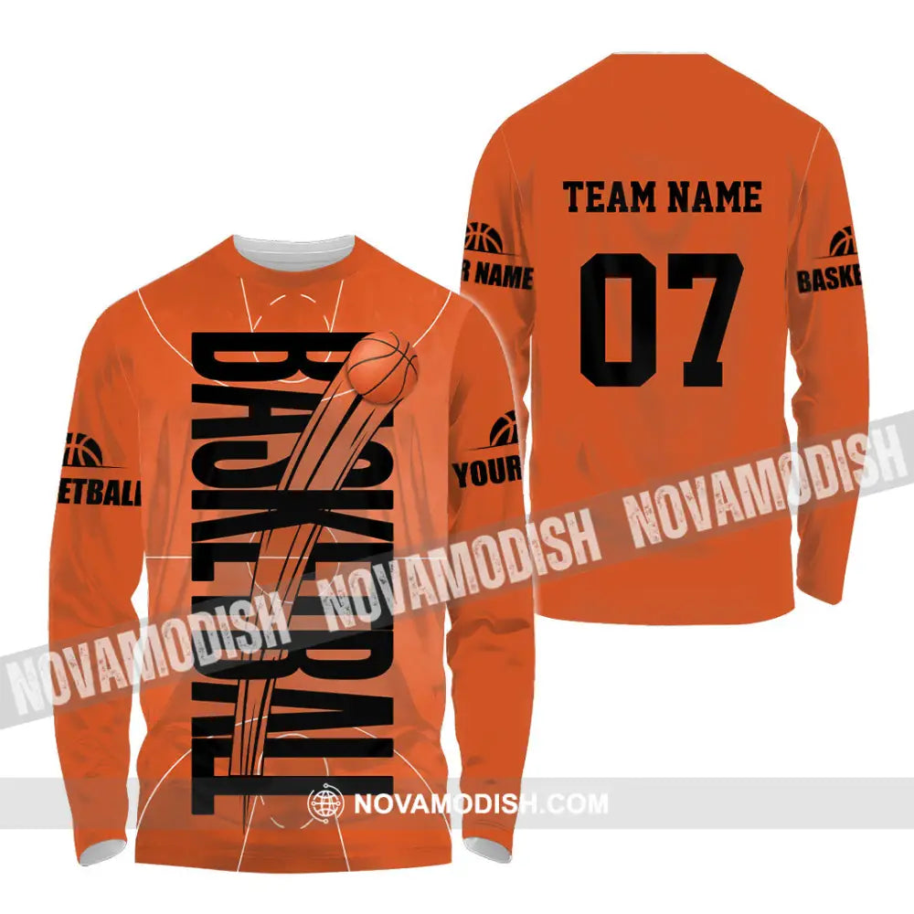 Unisex Shirt - Custom Basketball Orange Shirt Long Sleeve Shirt / S T-shirt