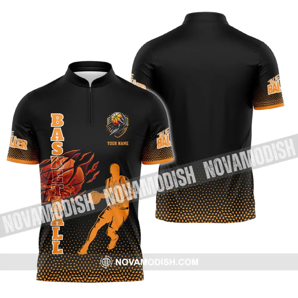 Unisex Shirt - Custom Basketball Sport Shirt Zipper Polo Shirt / S T-shirt