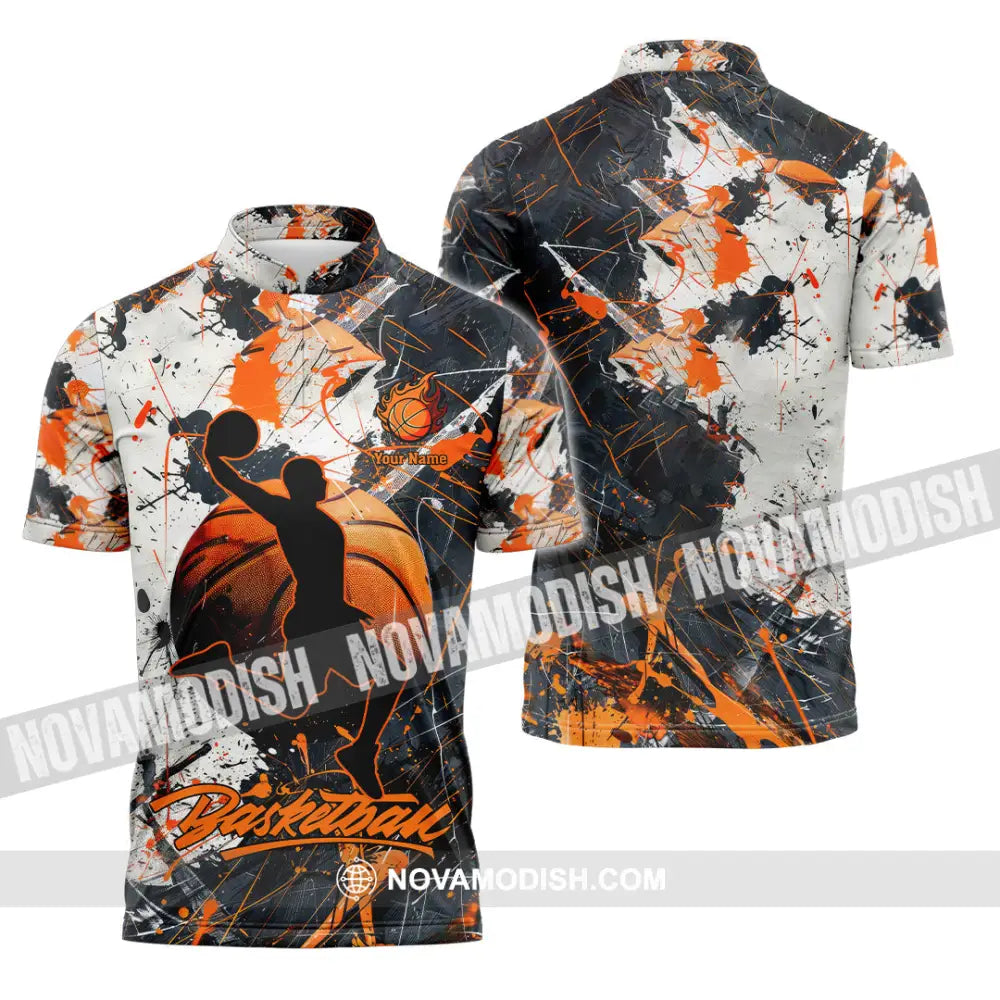 Unisex Shirt - Custom Basketball Sport Shirt Zipper Polo Shirt / S T-shirt