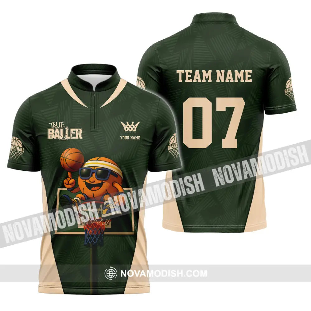 Unisex Shirt - Custom Basketball The Baller Shirt Zipper Polo Shirt / S T-shirt