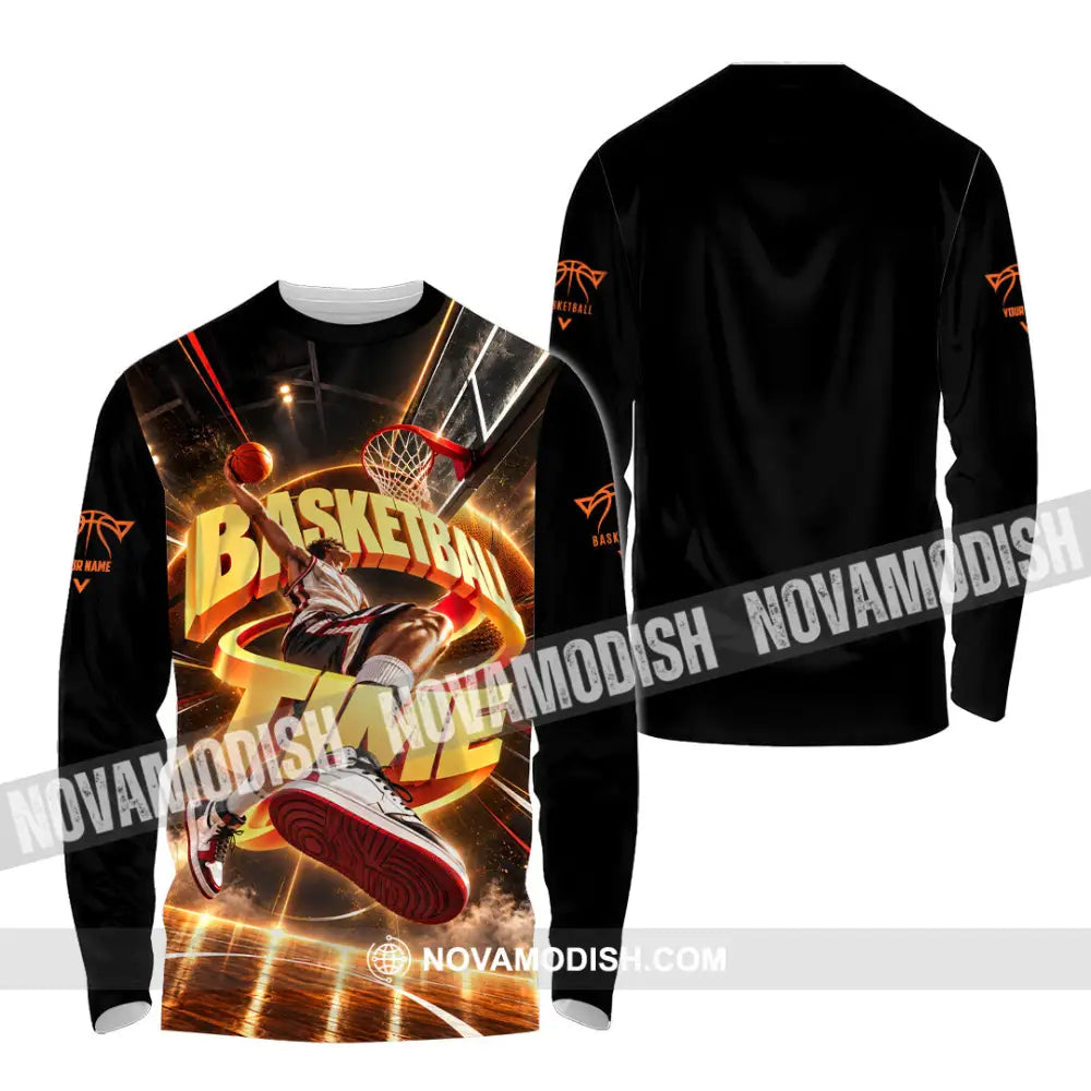 Unisex Shirt - Custom Basketball Time Shirt - Long Sleeve Shirt / S - T-shirt
