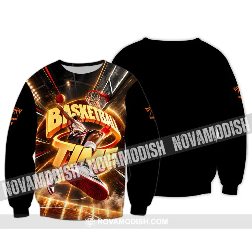 Unisex Shirt - Custom Basketball Time Shirt - Long Sleeve / S - T-shirt
