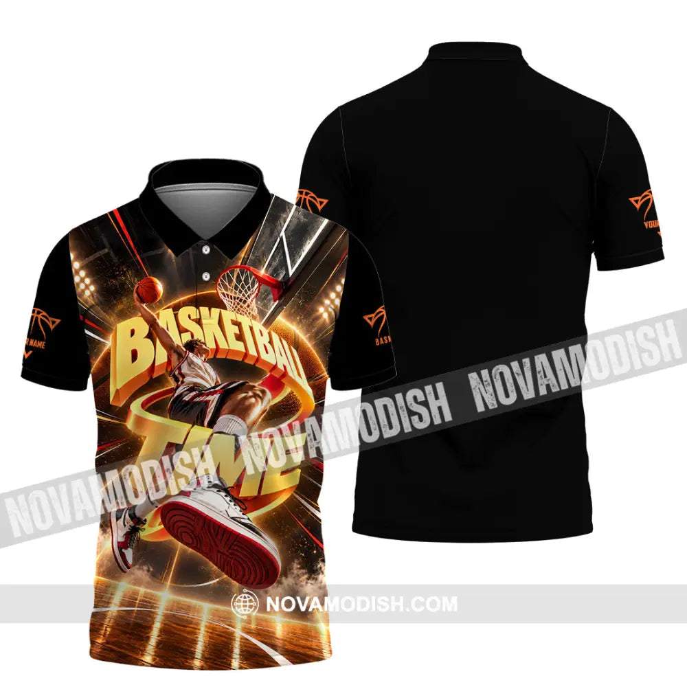 Unisex Shirt - Custom Basketball Time Shirt - Polo Shirt / S - T-shirt