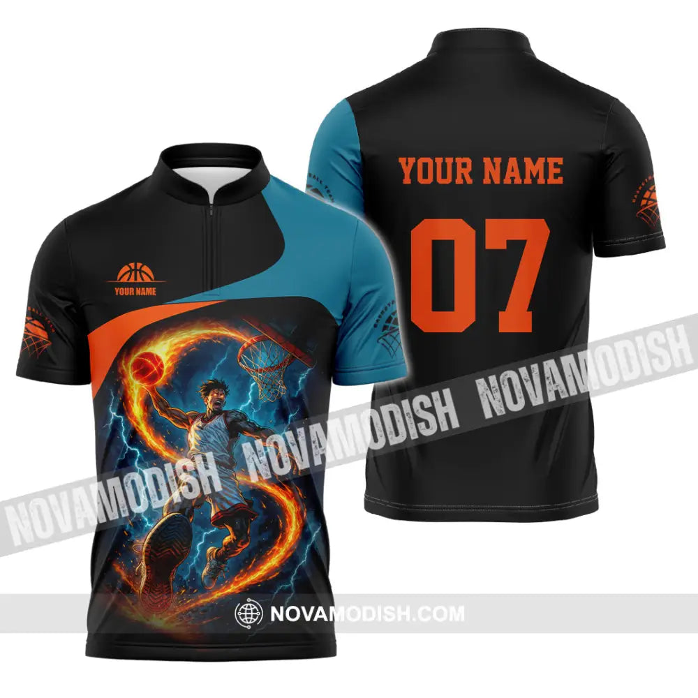 Unisex Shirt - Custom Basketball Shirt Zipper Polo Shirt / S T-shirt