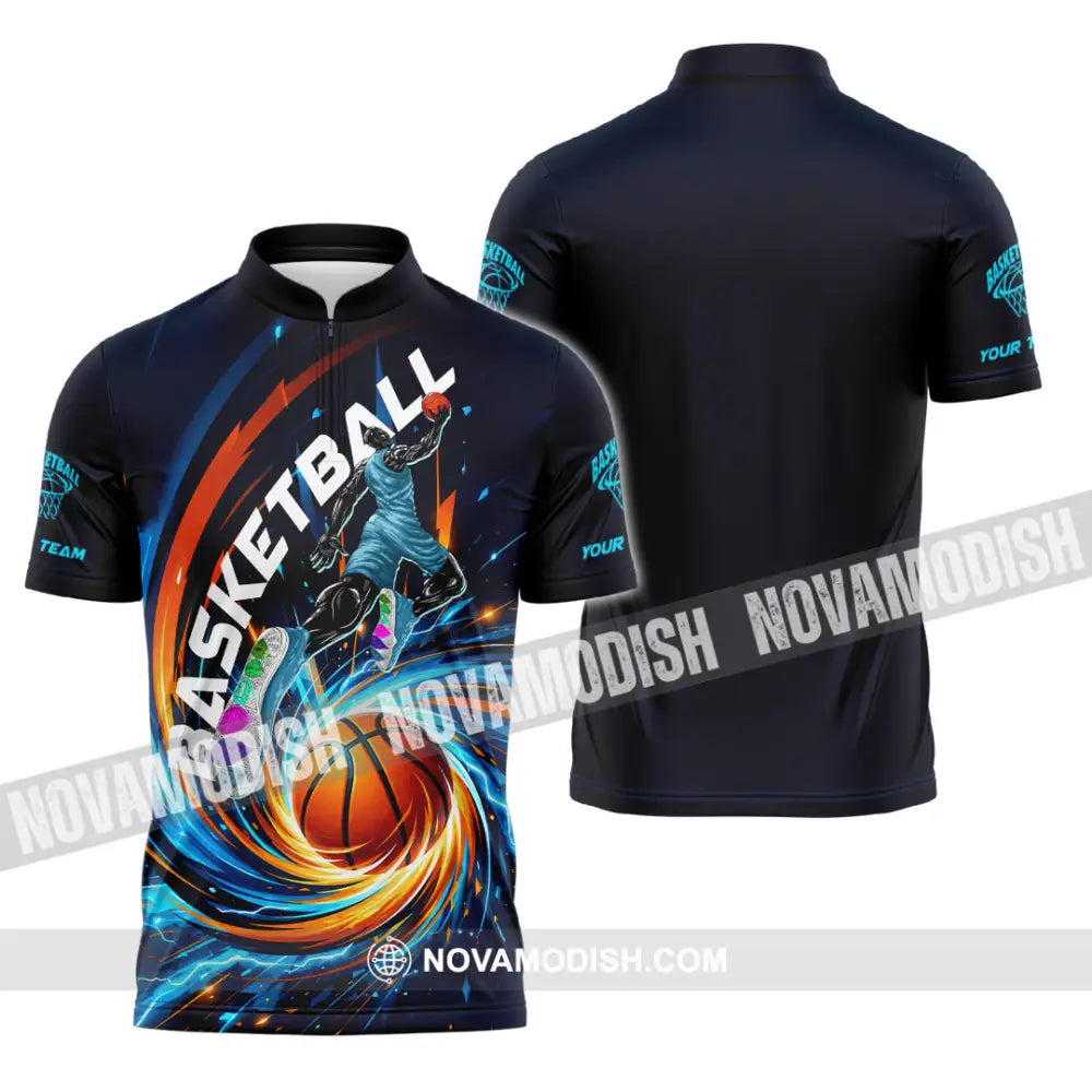 Unisex Shirt - Custom Basketball Shirt - Zipper Polo Shirt / S - T-shirt