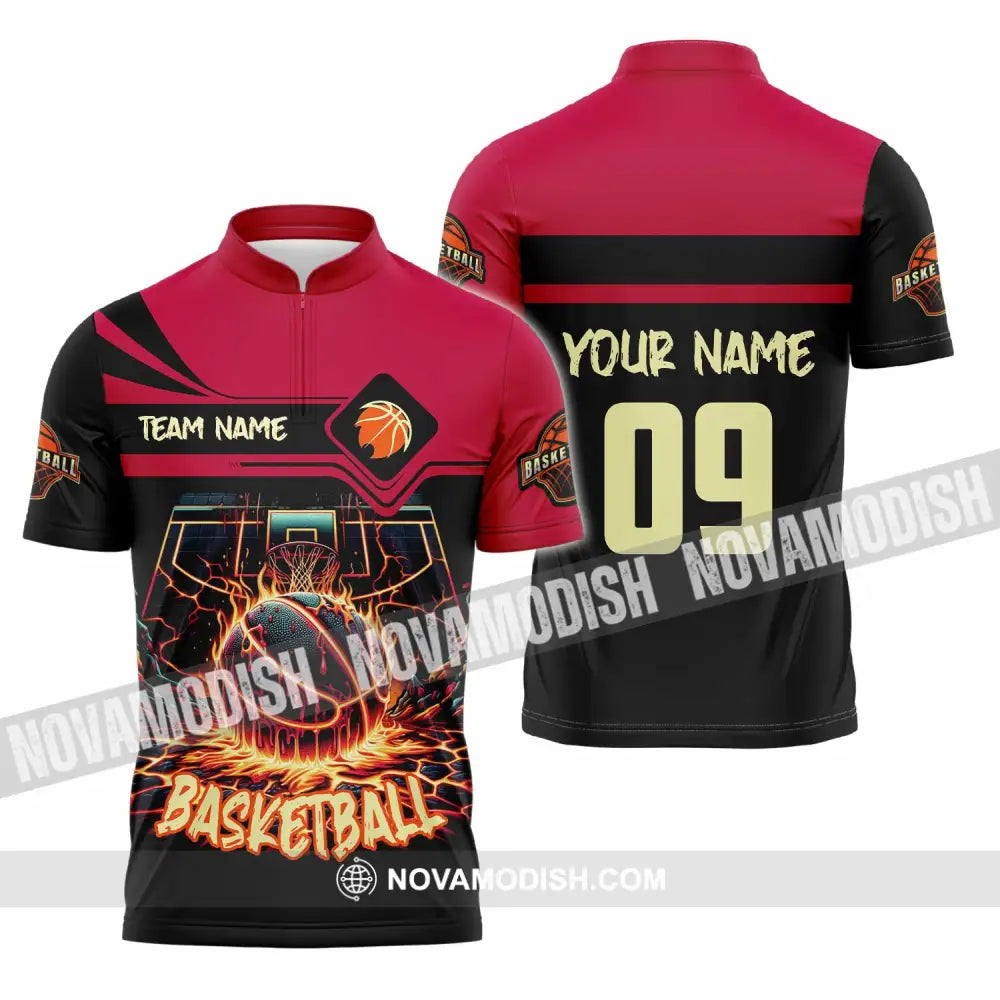 Unisex Shirt - Custom Basketball Shirt Zipper Polo Shirt / S T-shirt