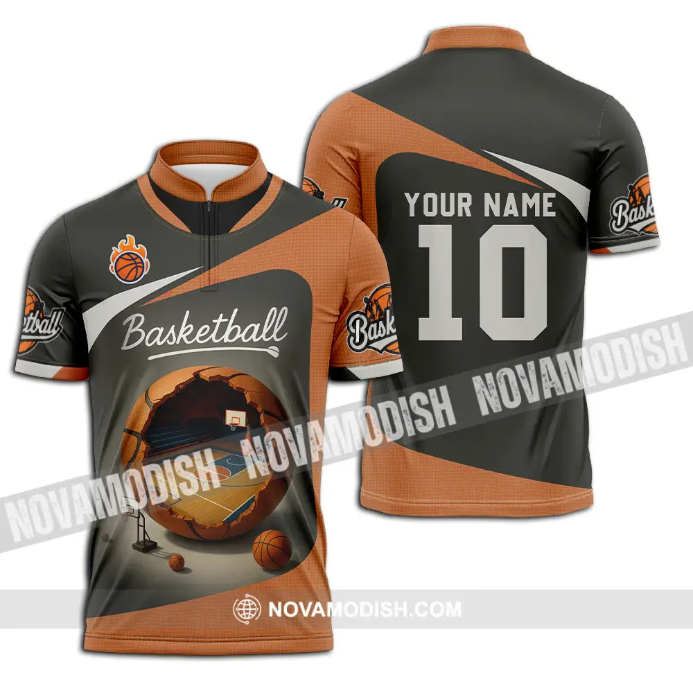 Unisex Shirt - Custom Basketball Shirt Zipper Polo Shirt / S T-shirt