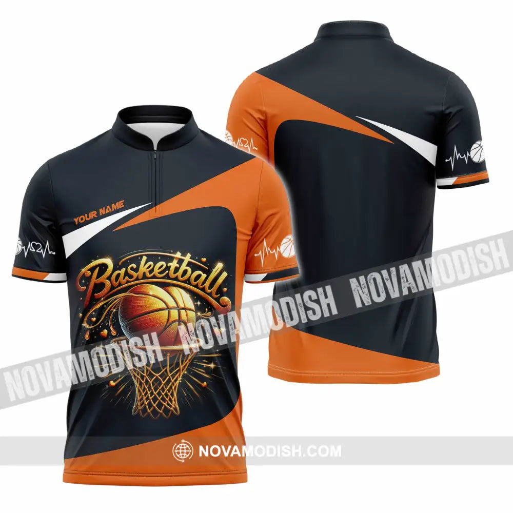 Unisex Shirt - Custom Basketball Shirt Zipper Polo Shirt / S T-shirt