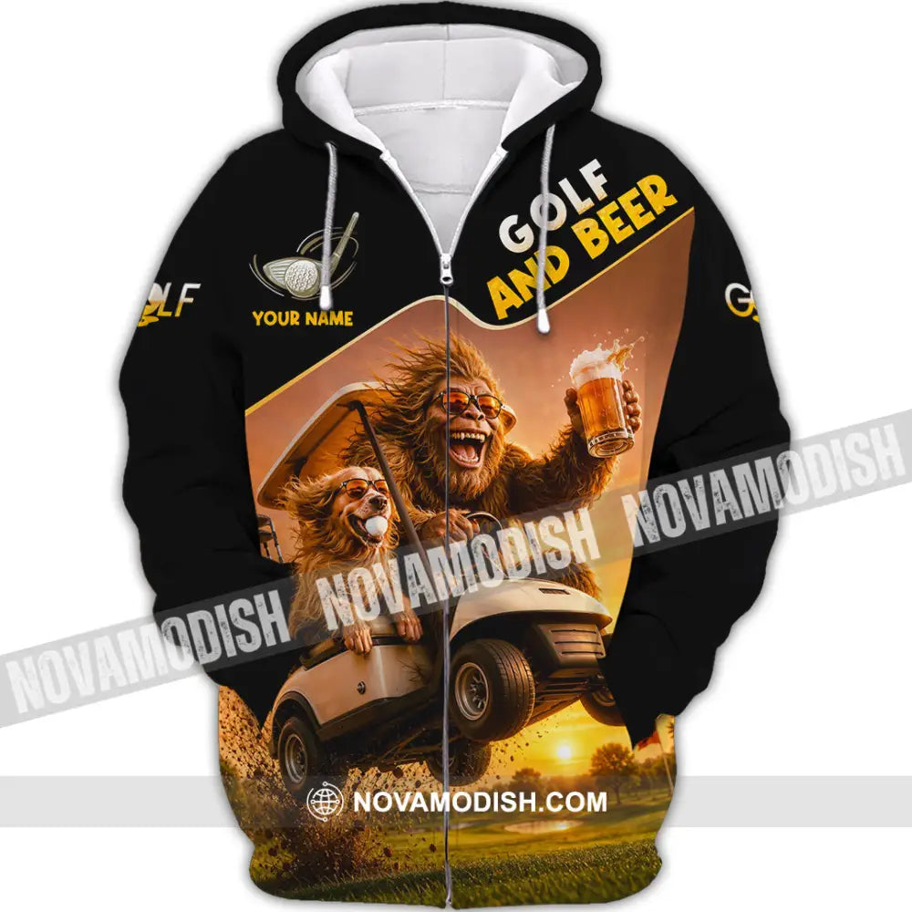 Unisex Shirt - Custom Beer And Golf Shirt - Zipper Hoodie / S - T-shirt