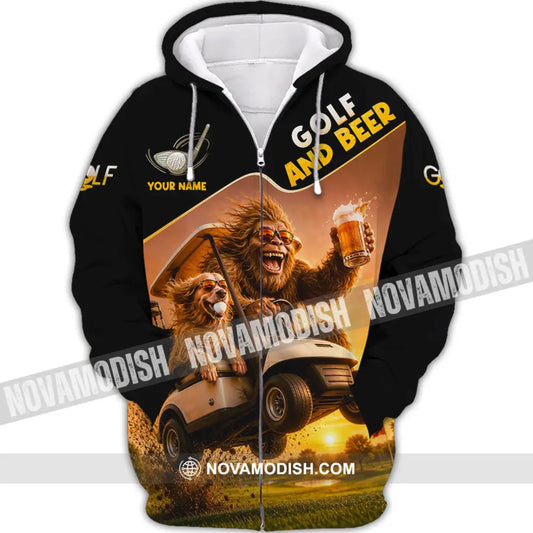 Unisex Shirt - Custom Beer And Golf Shirt - Zipper Hoodie / S - T-shirt
