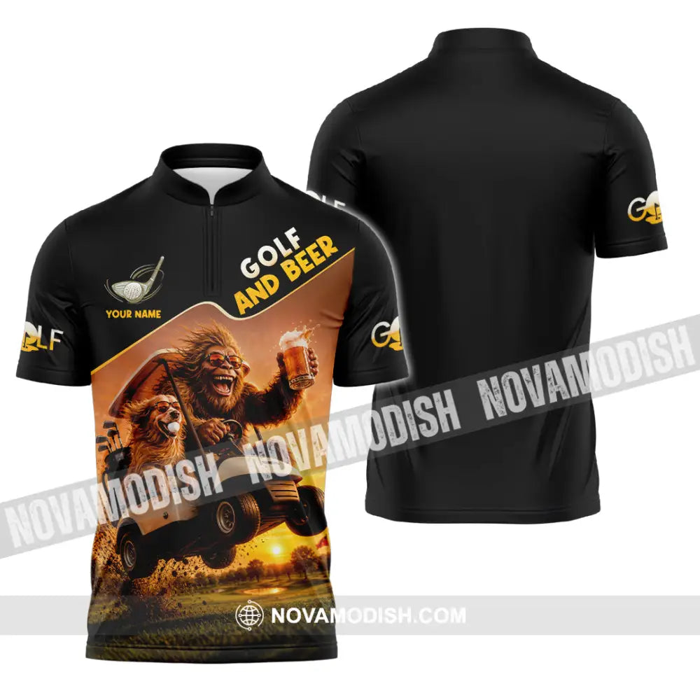 Unisex Shirt - Custom Beer And Golf Shirt - Zipper Polo Shirt / S - T-shirt