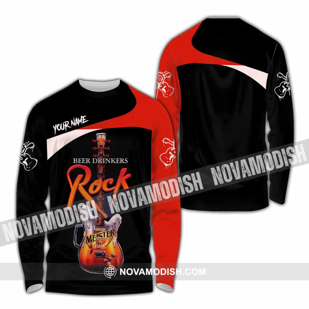 Unisex Shirt - Custom Beer Drinkers And Rock 3D Shirt Long Sleeve Shirt / S T-shirt