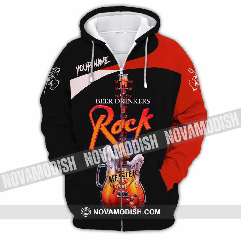 Unisex Shirt - Custom Beer Drinkers And Rock 3D Shirt Zipper Hoodie / S T-shirt