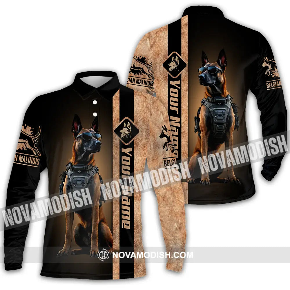 Unisex Shirt - Custom Belgian Malinois Pet Lover Shirt Long Sleeve Polo / S T-shirt