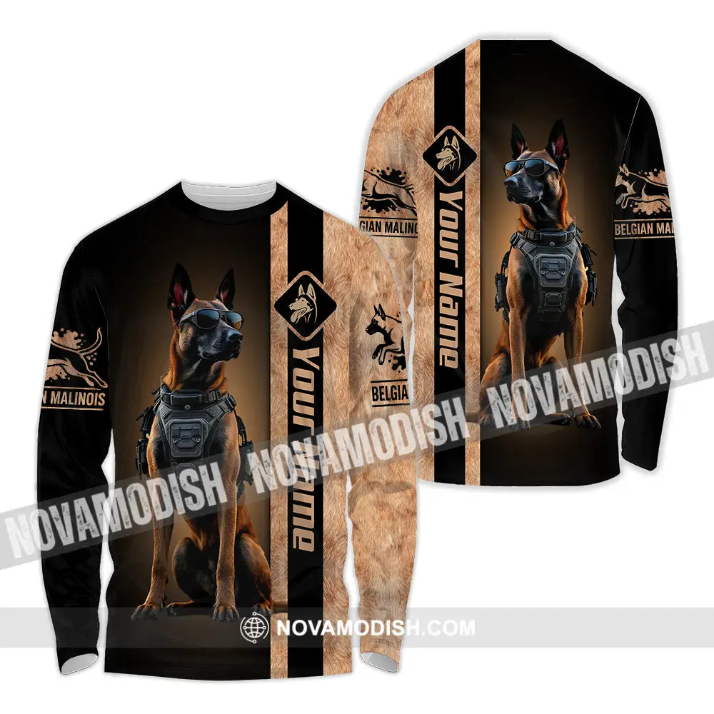 Unisex Shirt - Custom Belgian Malinois Pet Lover Shirt Long Sleeve Shirt / S T-shirt