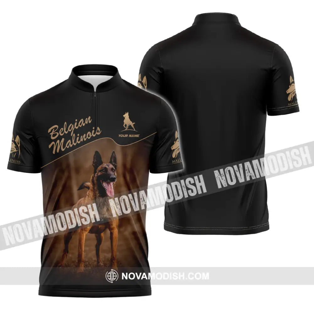 Unisex Shirt - Custom Belgian Malinois Pet Lover Shirt Zipper Polo Shirt / S T-shirt