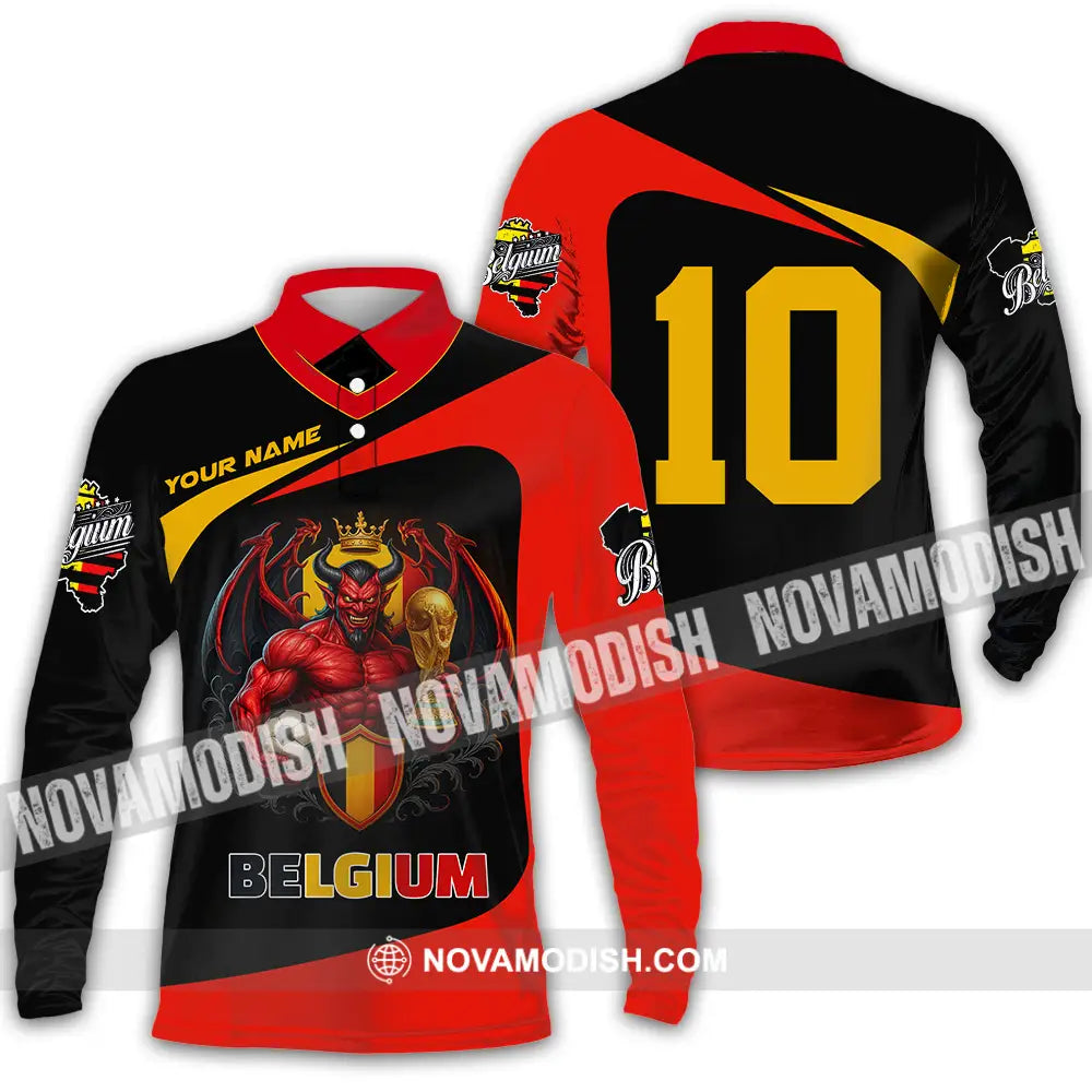 Unisex Shirt - Custom Belgium 3D Shirt Long Sleeve Polo / S T-shirt
