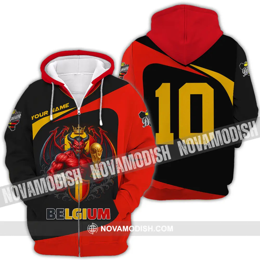 Unisex Shirt - Custom Belgium 3D Shirt Zipper Hoodie / S T-shirt
