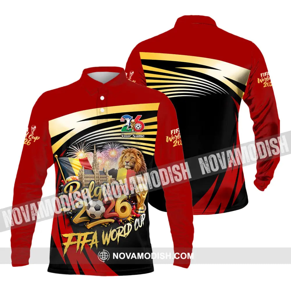 Unisex Shirt - Custom Belgium Fifa World Cup 2026 3D Shirt Long Sleeve Polo / S T-shirt