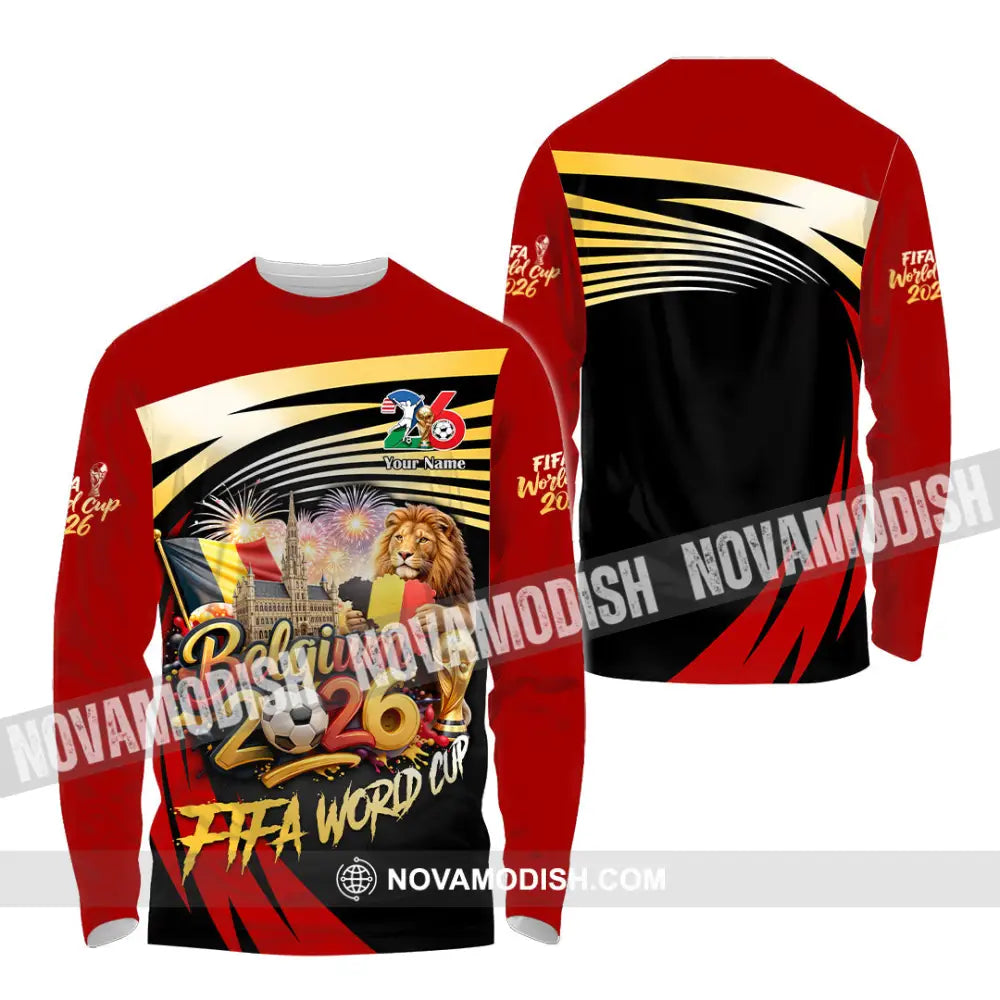 Unisex Shirt - Custom Belgium Fifa World Cup 2026 3D Shirt Long Sleeve Shirt / S T-shirt