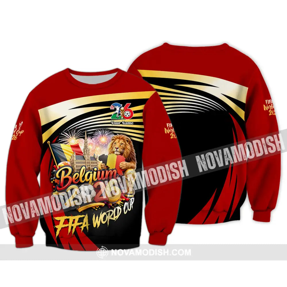 Unisex Shirt - Custom Belgium Fifa World Cup 2026 3D Shirt Long Sleeve / S T-shirt