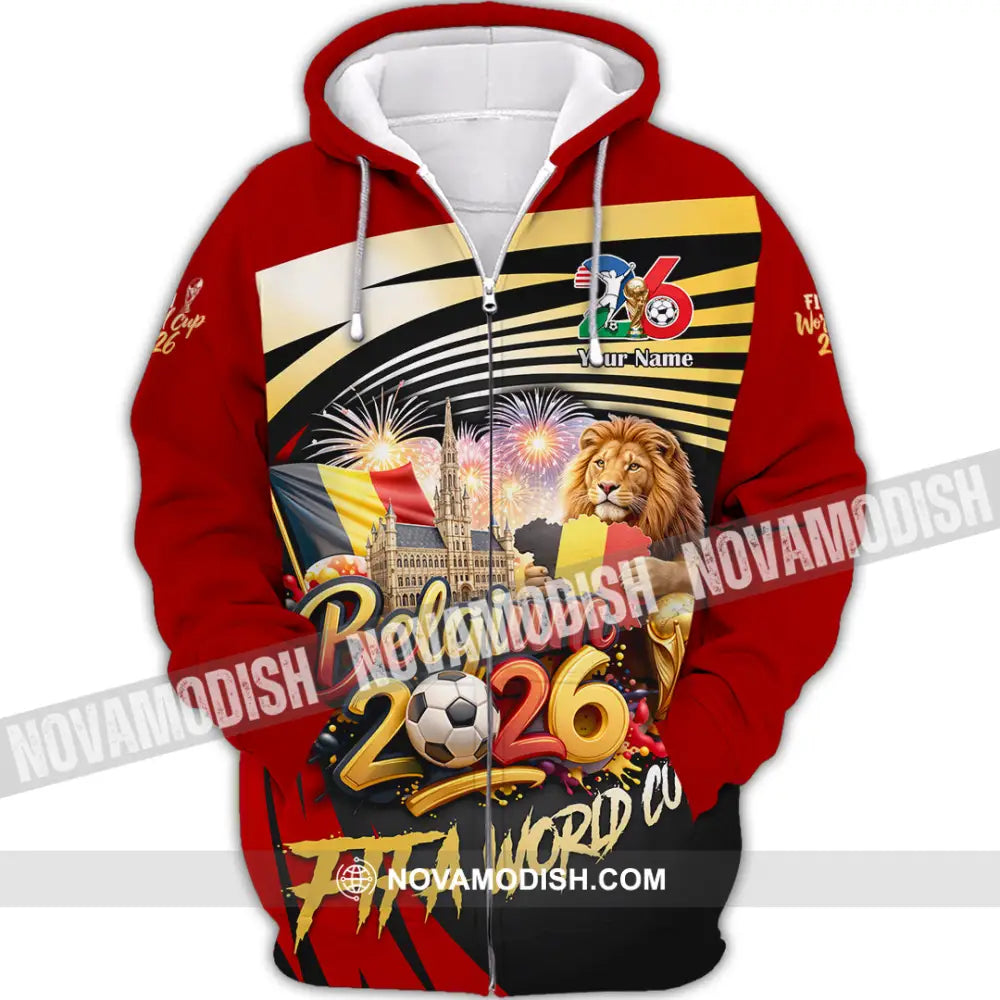 Unisex Shirt - Custom Belgium Fifa World Cup 2026 3D Shirt Zipper Hoodie / S T-shirt